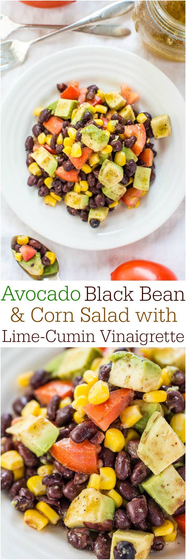 black bean and corn salad with lime - cumin vinaigrete is the perfect side dish