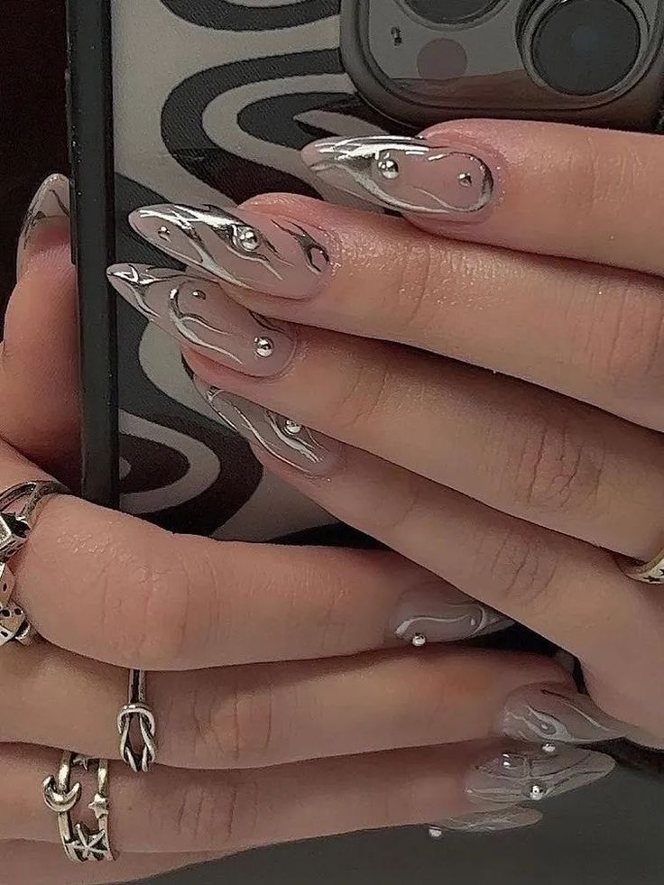 Amazing Nails, Silver Nail, Nagel Tips, Easy Nails, Colorful Nails, Nail Swag, Diy Nail Art, Nailed It, Nail Inspiration