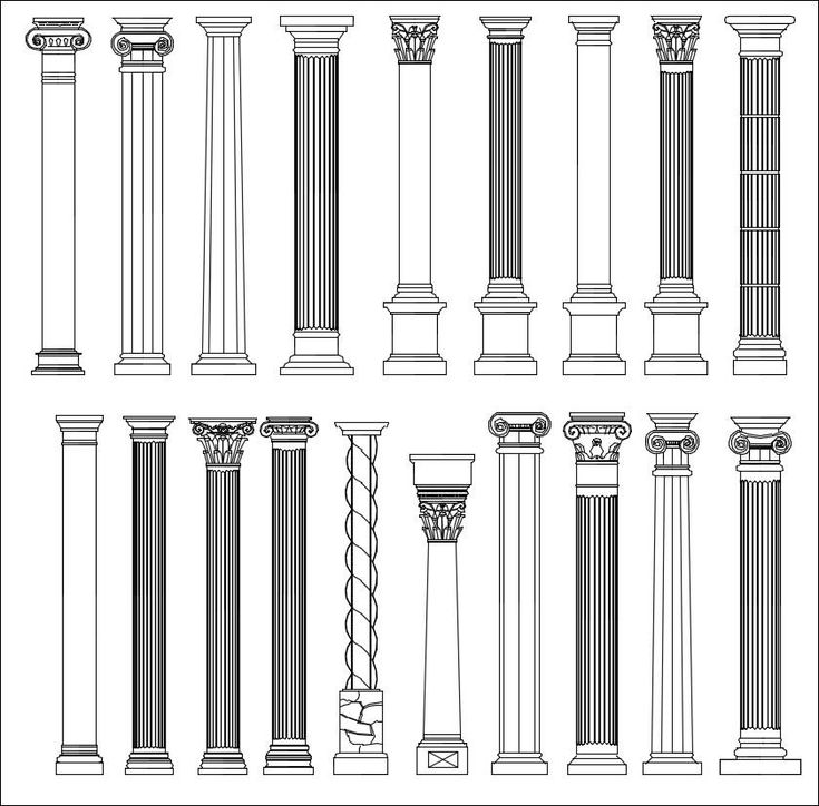 an image of different types of columns