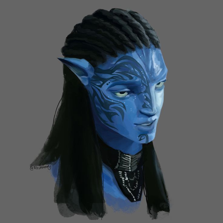 a blue avatar with black hair and braids