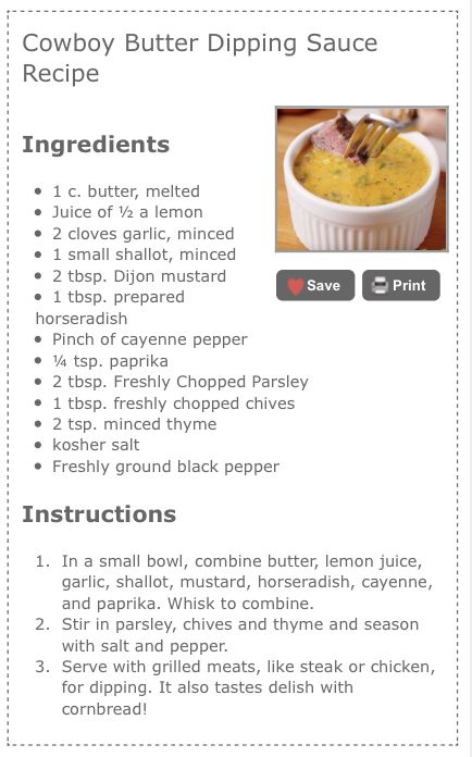 the recipe for cowboy butter dipping sauce