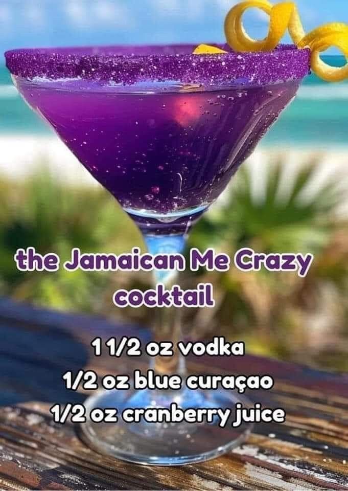 the jamaican me crazy cocktail is on display