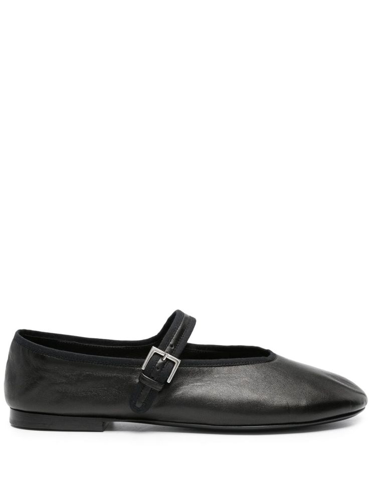 black calf leather strap detailing silver-tone hardware round toe buckle fastening branded leather insole flat sole The Row Shoes, Buckled Flats, Black Ballet Flats, Ballet Pumps, Ballerina Shoes, Footwear Design Women, Fall Style, Mary Jane Shoes, Ballet Flat Shoes