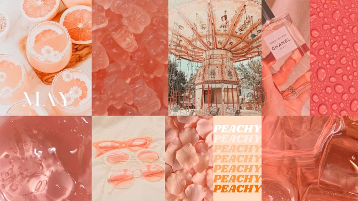 pink and orange collage with different images