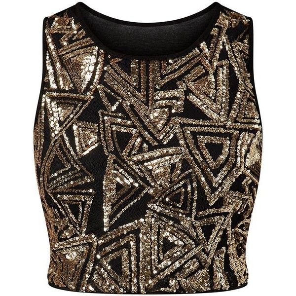 Parisian Gold Sequin Triangle Crop Top found on Polyvore Gold Sequin Shirt, Triangle Crop Top, Tops Gold, Crop Tops Shirts, Gold Crop Top, Brown Shirts, Shirts Crop Tops, Gold Sequin Top, Party Crop Tops