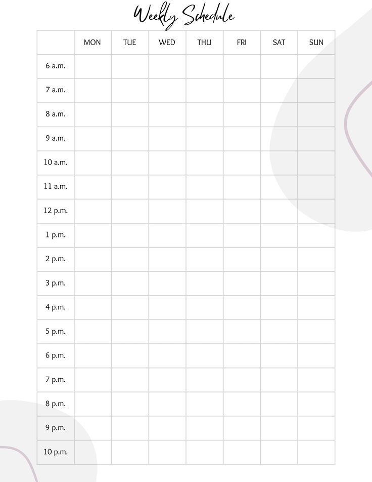 a printable daily schedule for adults and children with the words,'weekly schedule '