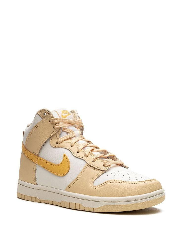 Nike Dunk High "Pale Vanilla"" Sneakers - Farfetch Tan Sneakers, Womens Tennis Shoes, Nike Dunk High, Nike Dunks, Tennis Shoes, Sneakers White, Patch Logo, Nike Women, Womens Sneakers