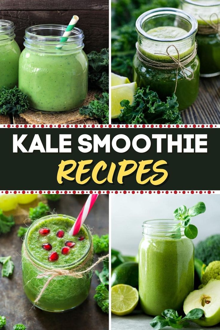 kale smoothie recipe collage with text overlay