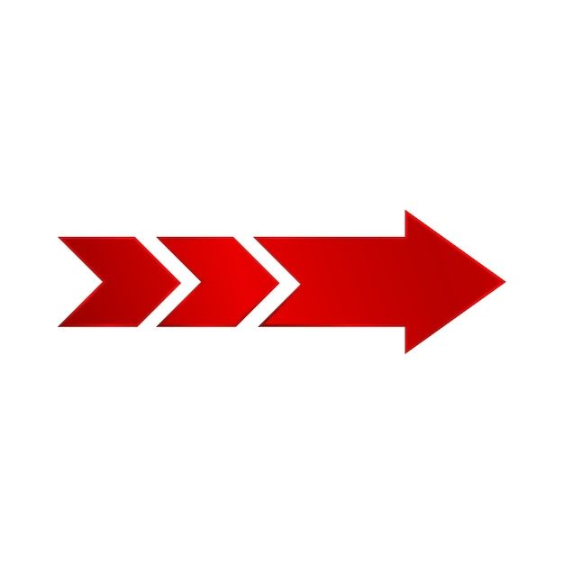 an arrow pointing to the right on a white background with red arrows in different directions