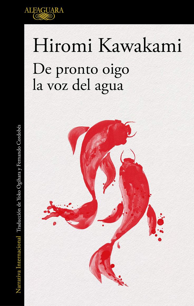 a book cover with two red koi fish