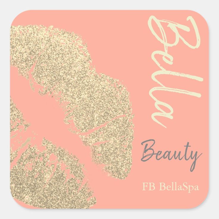 Lipstick kiss print peach and gold beauty, spa, cosmetology business sticker. Customizable Cosmetology Business, Shop Lipstick, Kiss Print, Three Color Combinations, Peach And Gold, Kiss Pink, Lipstick Kiss, Gold Beauty, Business Stickers