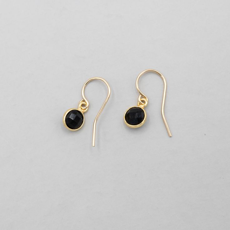 Striking black onyx petite earrings. They are sleek and add just a touch to your look. Faceted black onyx gemstone earrings bezel set in sterling silver or vermeil. Gemstones are paired with 14k gold filled or sterling silver earwires. Every pair of Jewel Ya earrings comes in an acrylic jar for storage and safe keeping. Tarnish Resistant Black Dangle Jewelry, Dainty Black Tarnish-resistant Jewelry, Classic Black Jewelry For Everyday, Everyday Black Hypoallergenic Jewelry, Everyday Hypoallergenic Black Jewelry, Black Tarnish Resistant Dangle Jewelry, Nickel-free Black Everyday Jewelry, Black 14k Gold Filled Jewelry Gift, Everyday Gold Onyx Jewelry