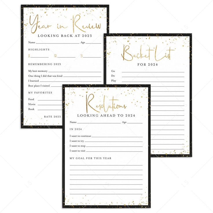 three black and gold wedding advice cards with the words, you're ready to be married