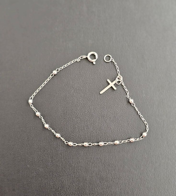 Length : 7.25 inch Metal : solid 925 sterling silver Stamped : 925 Sterling Silver Bracelets With Lobster Clasp In White Gold, Silver Minimalist Rosary Bracelet, Minimalist Silver Rosary Bracelet, Nickel-free Sterling Silver Rosary Bracelet, Nickel Free Silver Metal Rosary Bracelet, Silver Dainty Bracelet With Extender, Sterling Silver Bracelet With Extender As Gift, Nickel-free Silver Metal Rosary Bracelet, Silver Minimalist Rosary Bracelet As Gift