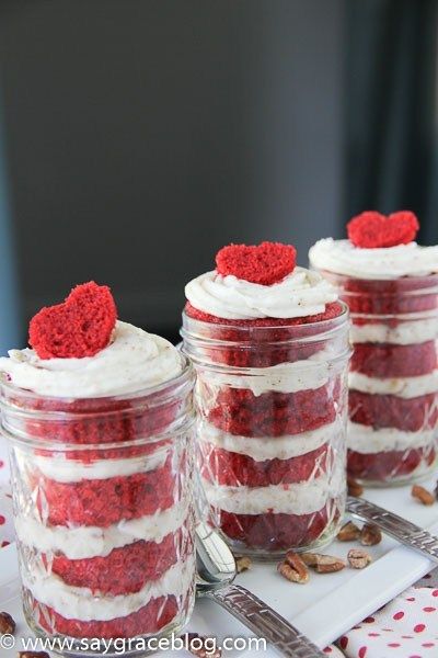 red velvet cupcakes in a jar