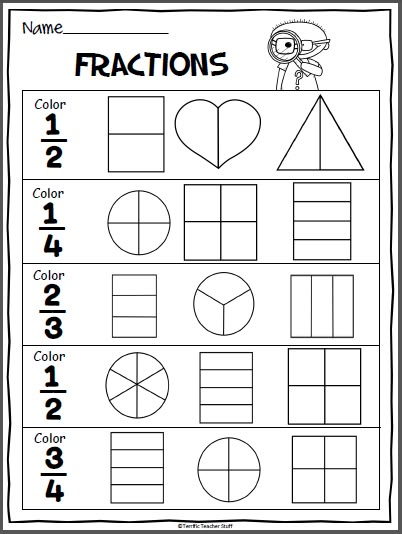 the worksheet for fraction numbers and fractions