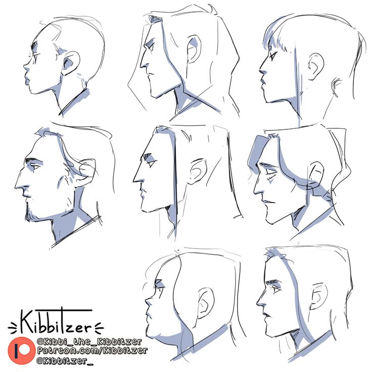 a bunch of sketches of different heads