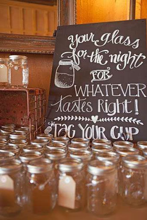 mason jars are lined up in front of a sign that says you're glass for the night