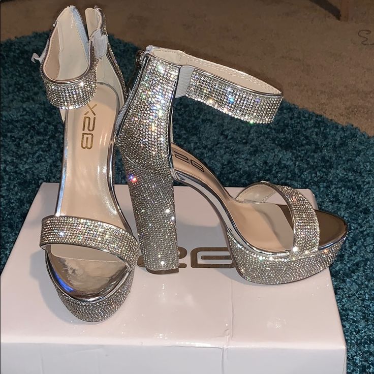 Sliver Platform Heels Homecoming High Heels, Prom Silver Heels, Sparkley Heels, Wedding Heels Sparkly, Hoco Heels, Sliver Heels, Hoco Court, Silver Heels Prom, Nyc Drill