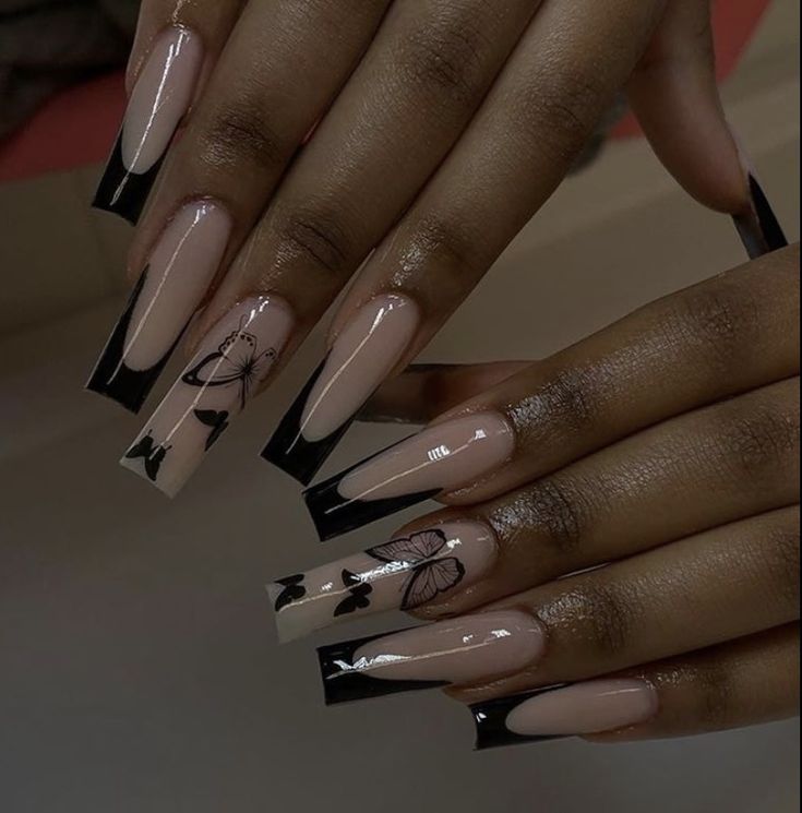 Ongles Bling Bling, Black Acrylic Nail Designs, Nagellack Trends, Black Acrylic Nails, Long Acrylic Nail Designs, Cute Acrylic Nail Designs, Dope Nail Designs, Short Square Acrylic Nails, Long Acrylic Nails Coffin