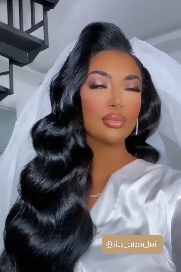 Romantic Wedding Hair Black Women, Wedding Hairstyles Black Hair, Hair Extensions Wedding, Ciara Wedding, Black Brides Hairstyles, Wedding Hair Ideas, Black Hair Inspiration, Hollywood Curls, Black Wedding Hairstyles