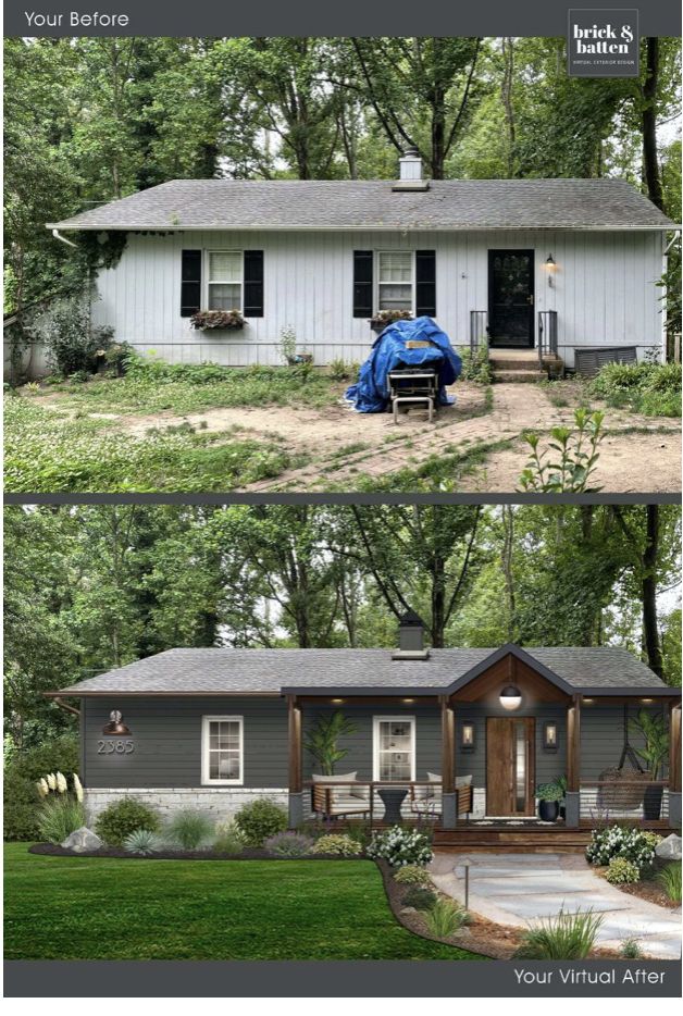 before and after photos of a house in the suburbs