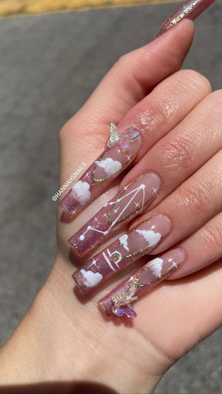 Libra 21st Birthday Nails, 2002 Birthday Nails, 21st Birthday Nails Sagittarius, Birthday Nails For Libras, Libra Bday Nails Ideas, Nails Libra Design, Libra Nail Ideas, Short Libra Nails, Sagittarius Birthday Nails Acrylic