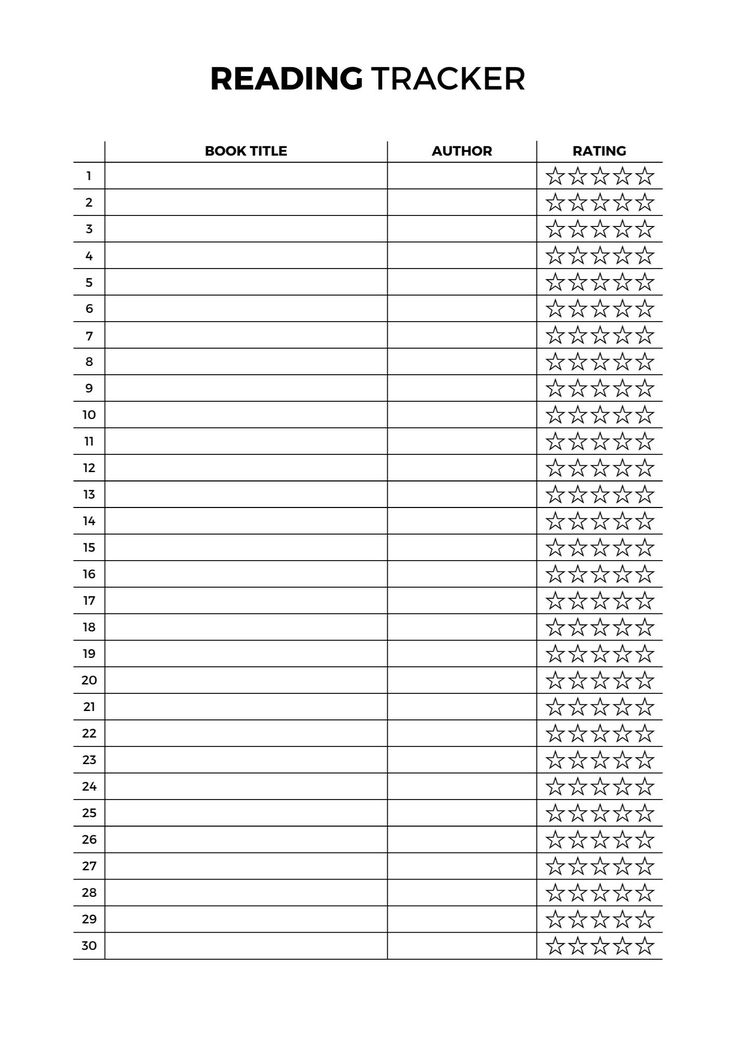 the printable reading log is shown in black and white, with numbers on it