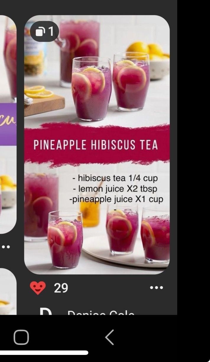 the recipe for pineapple hibiscus tea is displayed on an iphone