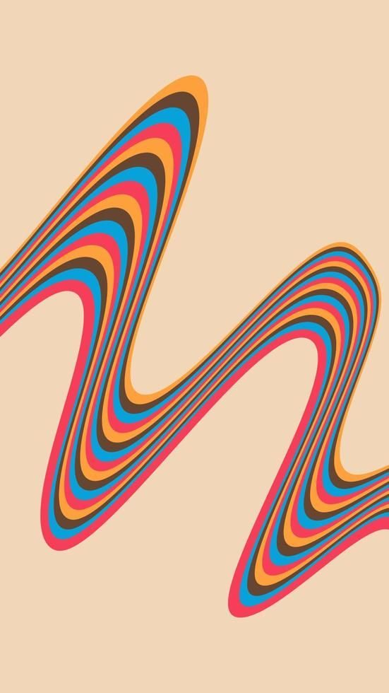 Vertical Vector Retro Colored Wavy Curved Lines Psychedelic Vintage 60s 70s Wallpaper Pattern for Mobile Screen 70s Line Art, 60s Art Vintage, Retro Futurism Design, Futurism Design, Desert Disco, 60s Wallpaper, Rhythm Art, Punk Genres, Retro Lines