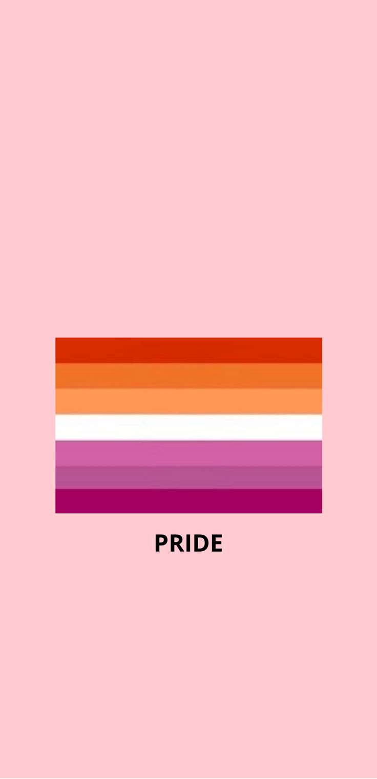 the word pride on a pink background with an orange, purple and red stripe across it