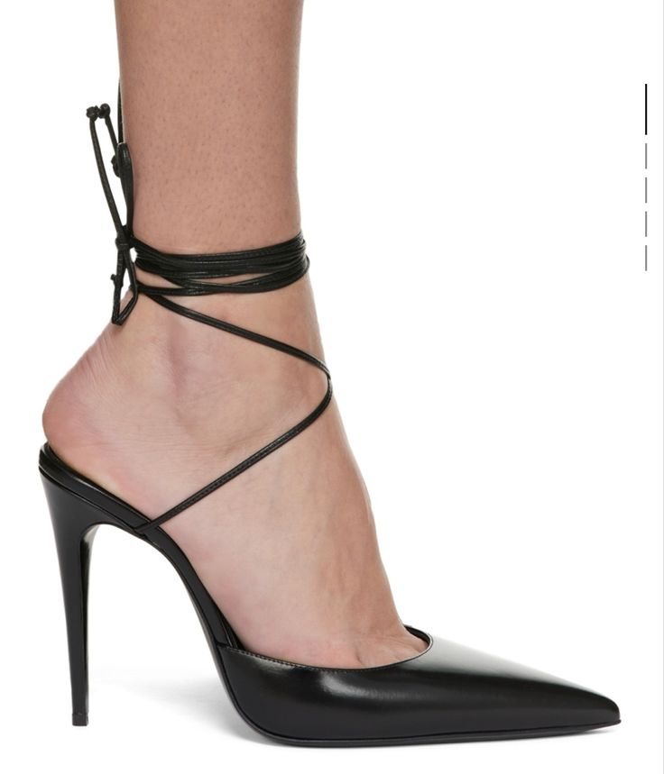 STYLE: Black Leather Pointed-Toe Wrap Heels Closed Toe Heels, Magda Butrym, Wrap Heels, Point Shoes, Pointed Heels, Wrap Around, Black Shoes, Black Leather, Heels