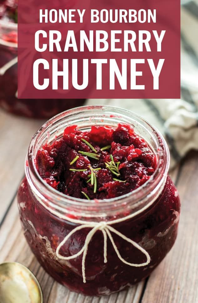 cranberry chutney in a jar with the title above it