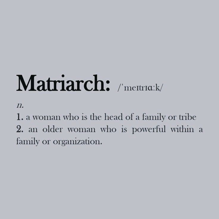 the words matriach are written in black and white on a gray background,