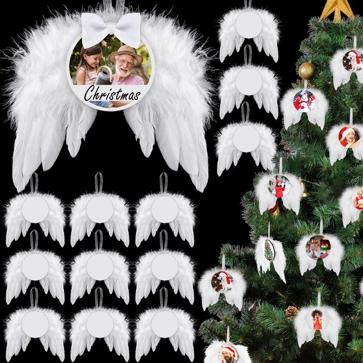 PRICES MAY VARY. What You Can Receive: the package comes with 48 pcs product, include 24 pieces of Christmas angel wings for crafts, 24 pieces of sublimation ornament blanks; You can create 24 sets of sublimated angel wing Ornament; Can support your use and Xmas decoration needs Detailed Measurement: the Christmas angel wings decor is measured about 16 x 13 cm/ 6.3 x 5.12 inches in length and width, and the sublimation blanks are measured about 7 cm/ 2.76 inches, which are suitable for using tog Angel Ornaments Made With Burlap, Christmas Angel Wreath, Sublimation Ornaments, Wings Decor, Angel Wings Ornament, Diy Xmas Ornaments, Ali D'angelo, Angel Wings Decor, Diy Party Crafts