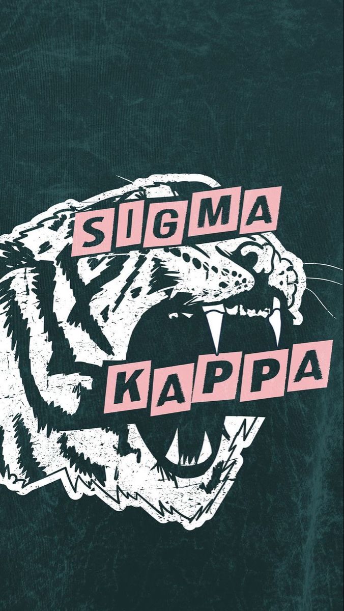 a tiger head with the word stigma kappa on it's side in pink and black