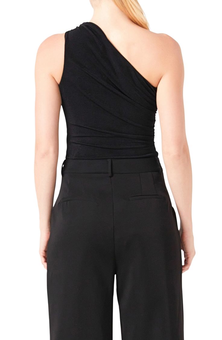 Keep your look perfectly tucked in and oh-so-pretty with a sleek bodysuit edged in lovely rosettes. One-shoulder neck Lined 96% polyester, 4% spandex Hand wash, dry flat Imported One Shoulder Bodysuit, Bodysuit Black, Beauty Sale, Top Game, Fragrance Design, Shoulder Design, Delicate Flower, Styling Tools, Body Suit