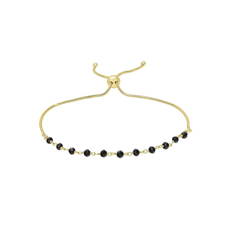 Add a sweetly elegant finishing touch to any ensemble with this 14k gold plated Gemistry gemstone beaded bolo bracelet. Add a sweetly elegant finishing touch to any ensemble with this 14k gold plated Gemistry gemstone beaded bolo bracelet. FEATURES Chain length: 10 in. Chain type: rope Clasp: adjustable Nickel free Metal: sterling silver Plating: 14k gold Finish: polished Packaging: velvety pouchSTONE DETAILS Stone size: 3 mm Shape: bead Gemstones may have been treated to enhance their appearanc Adjustable Yellow Gold Beaded Bracelets With Faceted Beads, Adjustable Yellow Gold Bracelet With Faceted Beads, Adjustable Yellow Gold-plated Crystal Bracelet, Adjustable Yellow Gold Beaded Bracelet For Party, Elegant Adjustable Gold-plated Rosary Bracelet, Elegant Adjustable Gold Plated Rosary Bracelet, Elegant Yellow Gold Bracelets With Gemstone Beads, Elegant Adjustable Resizable Beaded Bracelets, Adjustable Gemstone Beads Bracelet For Formal Occasions