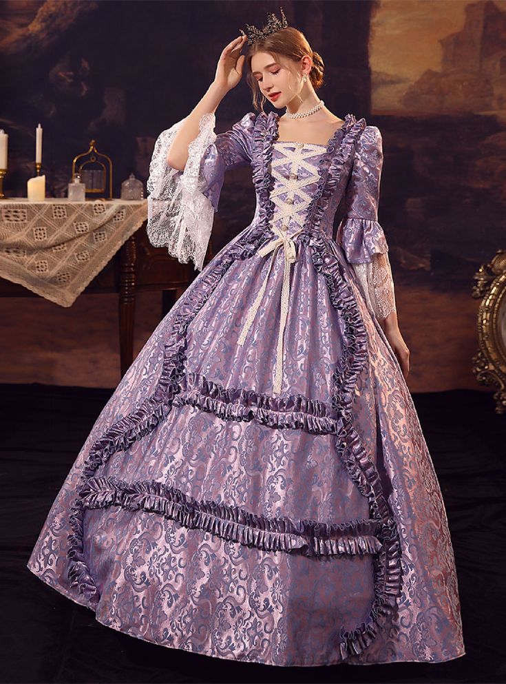 This gown does not require a hoop skirt and also drops beautifully to the floor in late 1870s style,43 inches (109 cm) long from midsection to hem at front, 60 inches (152cm) at back Masquerade Party Dresses, Lady Danbury, Gothic Victorian Dresses, Victorian Era Dresses, Baroque Dress, Masquerade Ball Gown, Tudor Dress, France Dress, 18th Century Costume