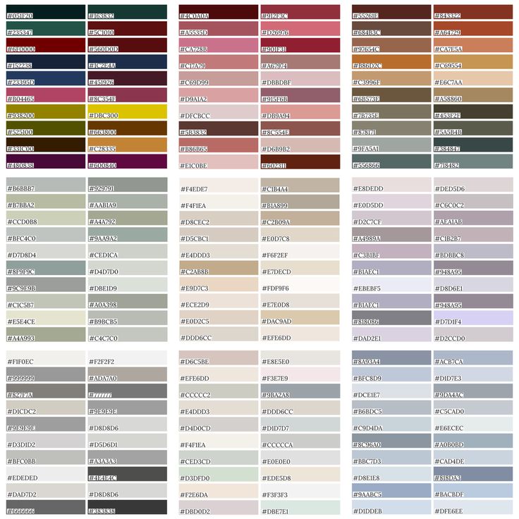 the color chart for different shades of paint