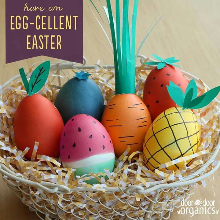 an egg - cellent easter basket filled with painted eggs