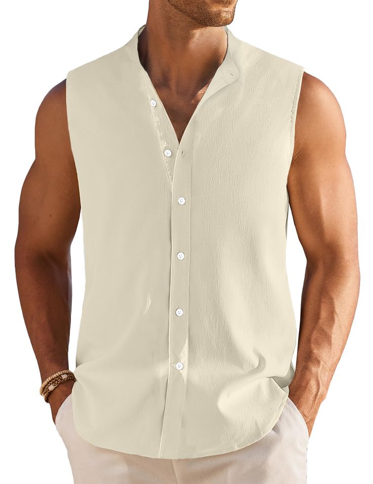 Material: 95% Polyester, 5% SpandexNeckline:Shirt CollarSleeve : SleevelessPattern :Soild ColorElasticity: Non-StretchyFit: Relaxed fit. Not too boxy and not too slim. Designed to be worn untucked. If youre between sizes we recommend sizing upColors: Due to different views on different devices, its possible that the colors of the product may differ slightly from whats seen on your screen.Care: Machine wash cold, tumble dry low Its Possible, Sleeveless Shirt, Tumble Dryer, Washing Machine, Relaxed Fit, Solid Color, Screen, Color