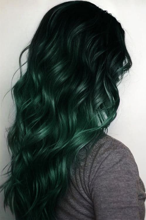 Dark, vibrant ombré color is perfect for this winter! Now that winter is here, I thought it would be fun to showcase some of my favorite shades of winter hair color. Dark Green Hair, Rambut Brunette, Latest Hair Color, Dark Ash, Braid Hairstyle, Hair Dark, Dye Colors, Fantasy Hair, Winter Hair Color