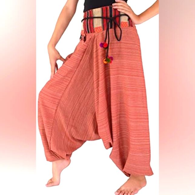 Haremos Pants Women Teibal Pants Festival Pants Boho Clothing Beach Women Baggy Casual Red Color, I Think The Sizes Are Reduced Due To The Type Of Material That Doesn't Stretch With Aztec Band At The Waist New Never Worn Red Hippie Pants For Festival, Red Festival Pants With Elastic Waistband, Red Hippie Style Pants For Festival, Bohemian Red Harem Bottoms, Casual Red Harem Pants For Festival, Red Harem Pants For Festival, Red Bohemian Harem Bottoms, Red Wide Leg Hippie Pants, Red Harem Bottoms For Festival