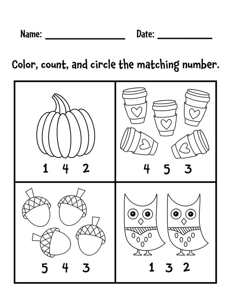 the worksheet for numbers 1 - 5 with pictures of owls and pumpkins