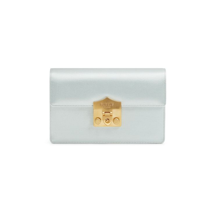 Flash Wallet clutch in baby blue satin with mat gold removable chain. Details : Snap closure Mat Gold accessories6 cc compartment Internal pocket Measurements : 18x12x4 cm Made in Italy Elegant Blue Evening Wallets, Elegant Evening Blue Wallets, Elegant Compact Wallet For Formal Occasions, Elegant Compact Wallets For Formal Occasions, Chic Compact Wallets For Formal Occasions, Chic Compact Formal Wallets, Compact Evening Bags With Gold-tone Hardware, Elegant Evening Wallets With Gold-tone Hardware, Elegant Blue Wallets