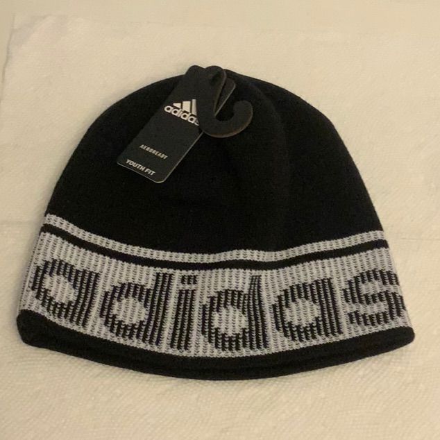 New Adidas Hat. Color Black/White. White Beanie Hats For Streetwear, Black Sporty Beanie Hat, Sporty Black Beanie Hat, Black Beanie For Sports, Adidas Casual Black Hat, Adidas Bucket Hat, Pink Basketball, Adidas Beanie, Baseball Helmet