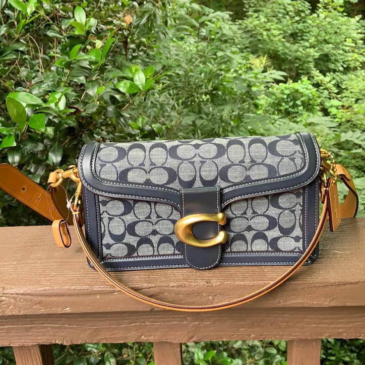 New Never Used New Has Tag Blue Coach Shoulder Bag With Gold-tone Hardware, Coach Blue Shoulder Bag With Gold-tone Hardware, Blue Rectangular Flap Bag With Gold-tone Hardware, Sophia Aesthetic, Coach Tabby, Vintage Designer Bags, Vintage Leather Handbag, Jeans For Girls, Shoes For Summer