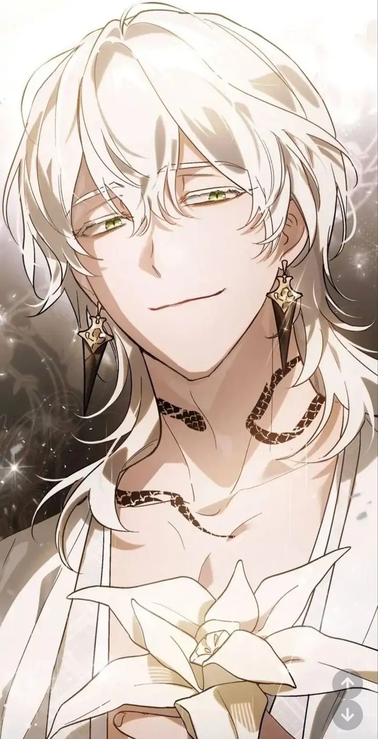 an anime character with blonde hair and piercings on his ears is staring at the camera