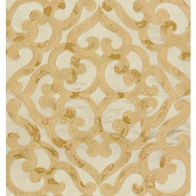 an intricate gold and white wallpaper pattern